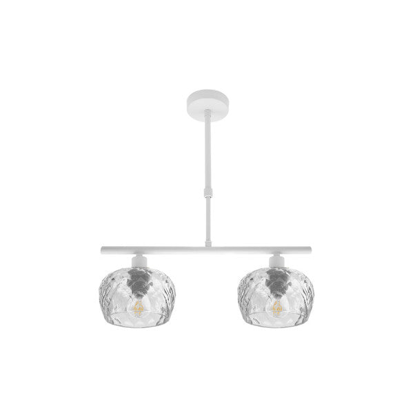 Lámpara Estela blanca con cristal tallado 2xE14 de Abrila, diseño moderno vintage shabby chic en metal para decoración interior