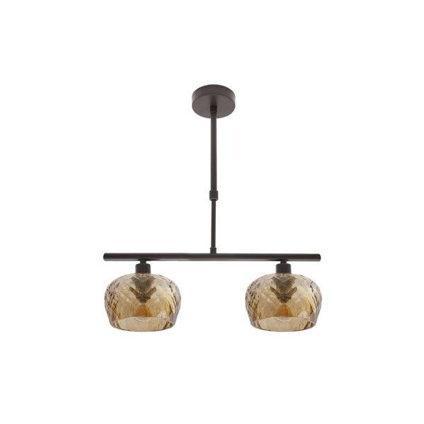 Lámpara de pared Estela 2xE14 de Abrila en marrón ámbar, diseño moderno vintage shabby chic en metal y cristal para decoración e iluminación interior doméstica