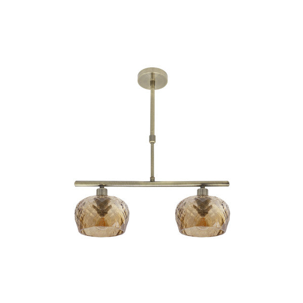 Lámpara moderna Estela 2xE14 de Abrila en cuero ámbar, metal y cristal para decoración de interiores