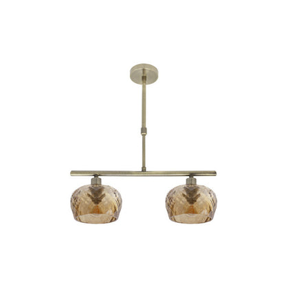 Lámpara moderna Estela 2xE14 de Abrila en cuero ámbar, metal y cristal para decoración de interiores