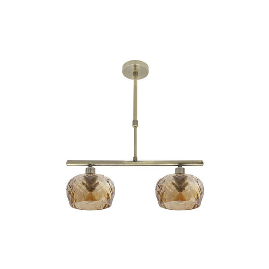 Lámpara moderna Estela 2xE14 de Abrila en cuero ámbar, metal y cristal para decoración de interiores