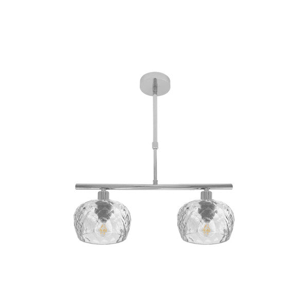 Lámpara de pared moderna Estela en cromo con cristal tallado, 2xE14, 41x13cm, luz difusa para decoración interior, Abrila 196852020