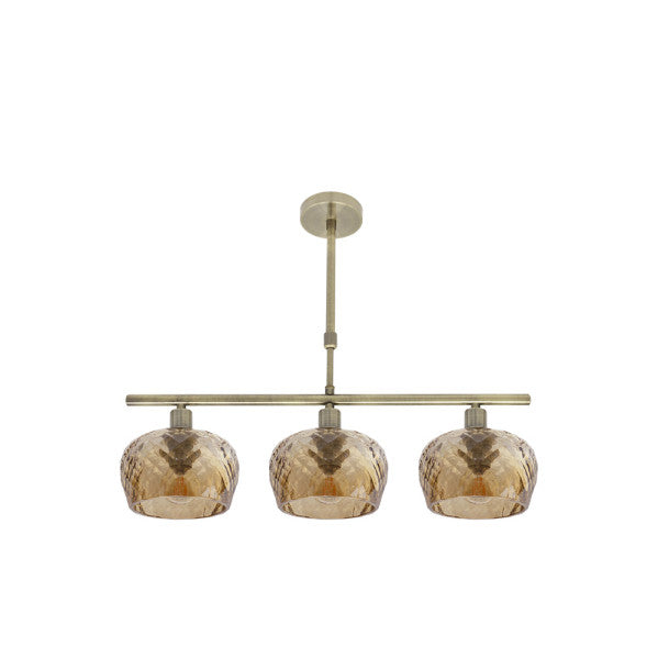 Lámpara Estela de 3 luces en cuero y ámbar Abrila, diseño moderno vintage chic para decoración interior