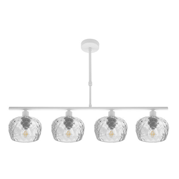 Lámpara de techo Estela Blanca de 4 luces Abrila, diseño moderno vintage en metal y cristal para decoración e iluminación doméstica interior