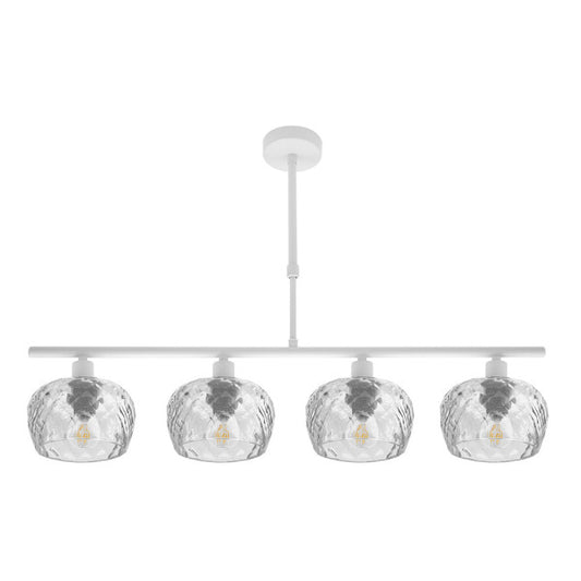 Lámpara de techo Estela Blanca de 4 luces Abrila, diseño moderno vintage en metal y cristal para decoración e iluminación doméstica interior