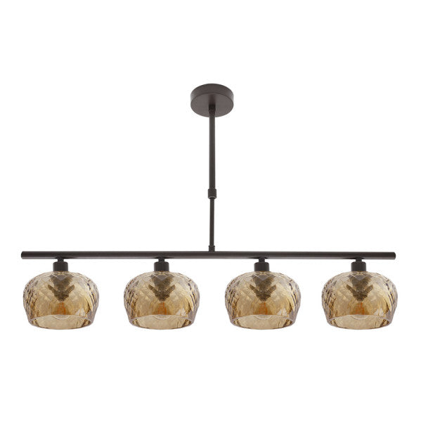 Lámpara Estela 4xE14 de Abrila en marrón ámbar, diseño moderno con cristal tallado y metal para decoración interior.