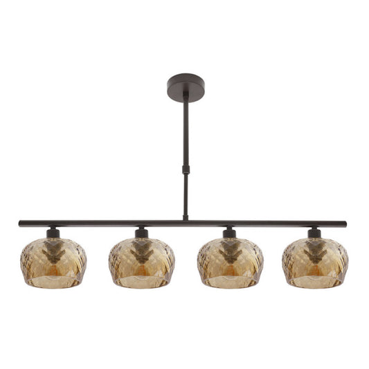 Lámpara Estela 4xE14 de Abrila en marrón ámbar, diseño moderno con cristal tallado y metal para decoración interior.