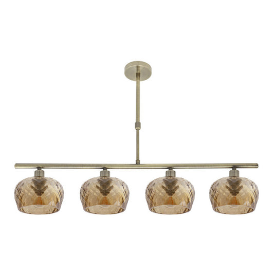 Lámpara Estela de 4 luces en cuero ámbar, diseño moderno Abrila con cristal tallado y metal para decoración e iluminación interior doméstica