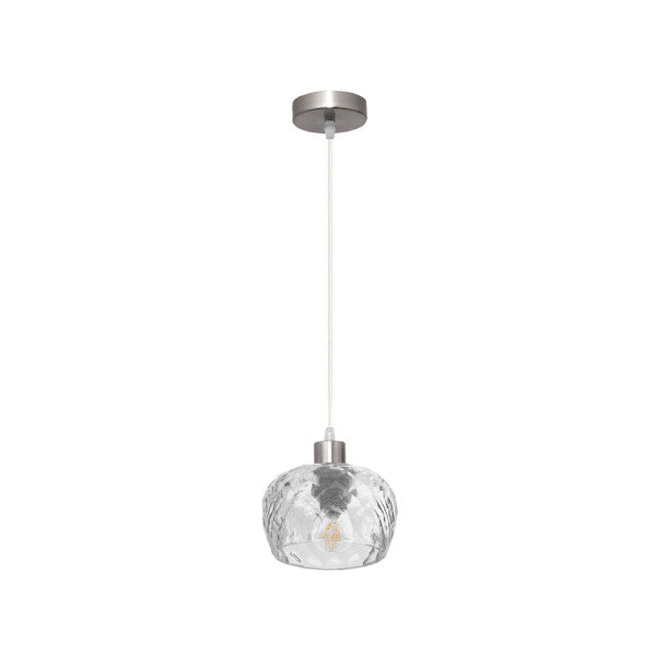 Lámpara colgante Estela en cromo de Abrila, 1xE27 con cristal tallado y metal, diseño moderno vintage shabby chic para iluminación doméstica y decoración interior