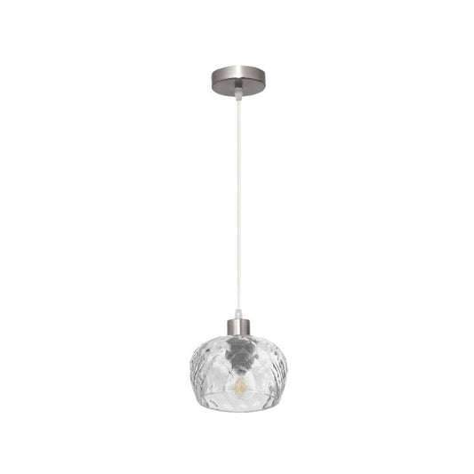 Lámpara colgante Estela en cromo de Abrila, 1xE27 con cristal tallado y metal, diseño moderno vintage shabby chic para iluminación doméstica y decoración interior