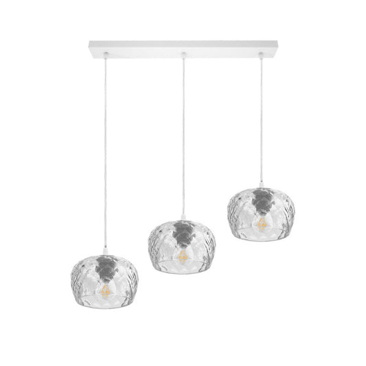 Regleta Estela 3xE27 blanca de Abrila, lámpara moderna con cristal tallado y metal, iluminación decorativa vintage industrial para interior doméstico