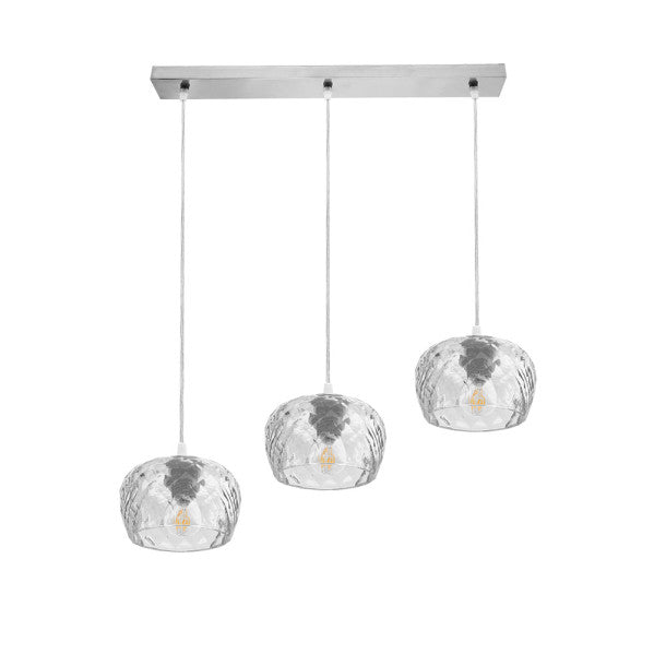 Regleta Estela 3xE27 en cromo con cristal transparente de Abrila, lámpara moderna estilo vintage para iluminación doméstica y decoración interior