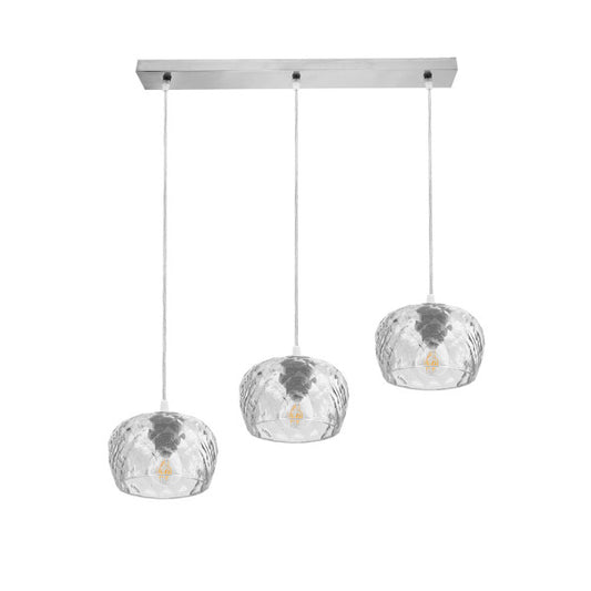 Regleta Estela 3xE27 en cromo con cristal transparente de Abrila, lámpara moderna estilo vintage para iluminación doméstica y decoración interior