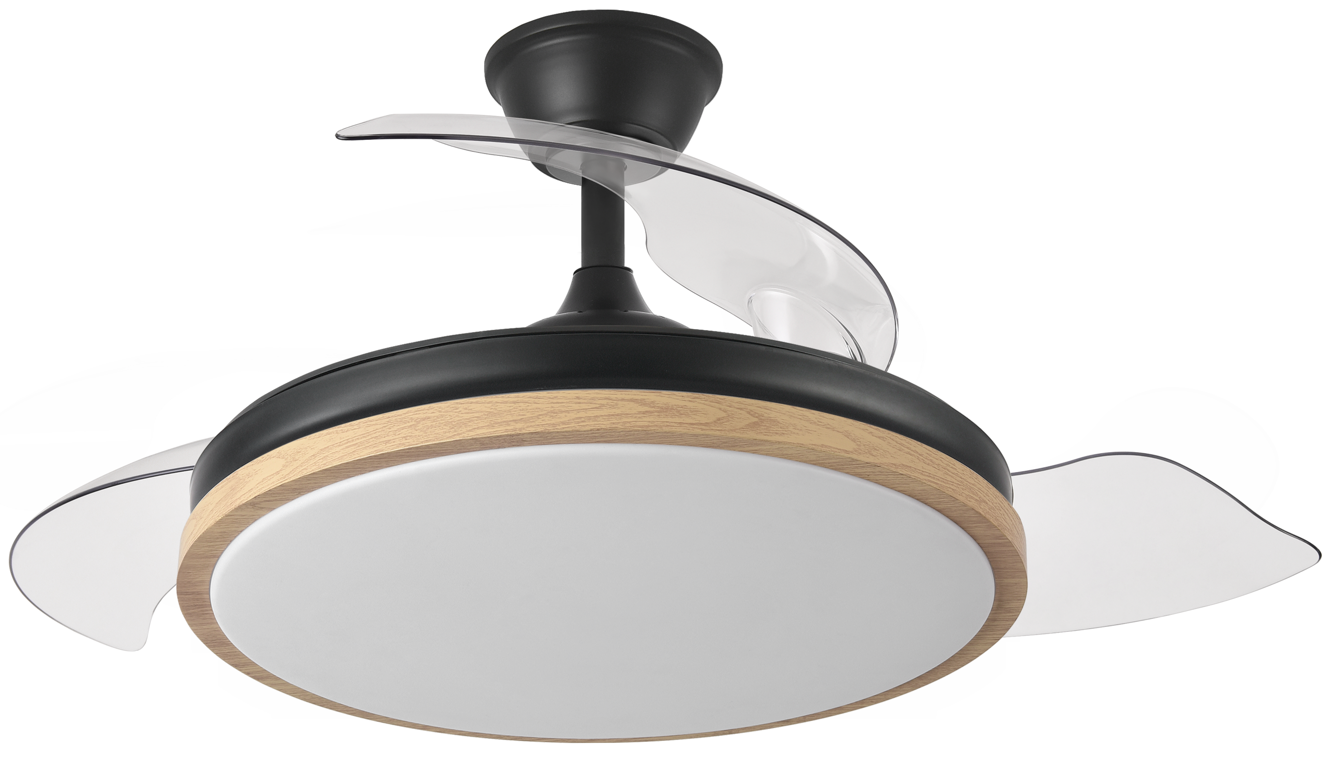 Ventilador de techo Evros 72W negro/haya con aspas retráctiles de Abrita, dedicando proporción perfecta de estilo y funcionalidad para interiores domésticos. Este modelo cuenta con un motor DC eficiente y un LED integrado que ofrece iluminación ajustable, ideal para cualquier estación, ya sea verano o invierno. Un diseño moderno en negro/haya, que combina con cualquier decoración.