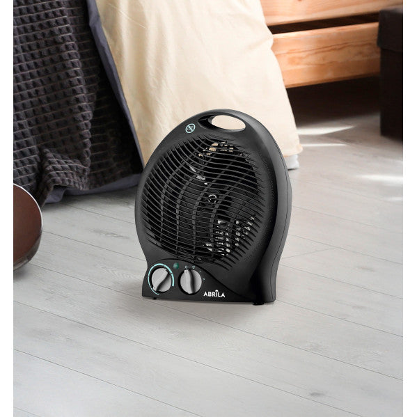 Termoventilador eléctrico Candil 2000W negro de Abrila, modelo AI2 con calefacción portátil para interiores domésticos, fabricado en policarbonato con termostato regulable y seguridad antivuelco.