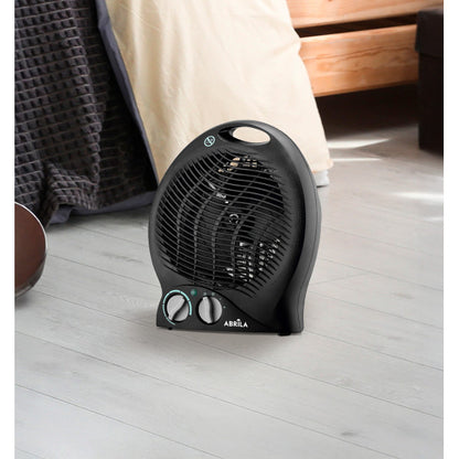 Termoventilador eléctrico Candil 2000W negro de Abrila, modelo AI2 con calefacción portátil para interiores domésticos, fabricado en policarbonato con termostato regulable y seguridad antivuelco.
