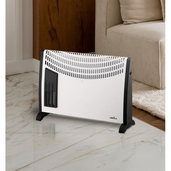 Convector eléctrico Falla 2000W blanco de Abrila modelo 198122001, calefactor doméstico portátil de metal y policarbonato con función turbo para calefacción interior AI2.