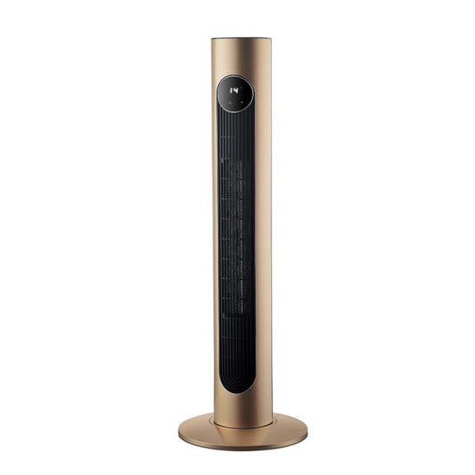 Termoventilador cerámico vertical 2000W oro Abrila modelo 198332029, calefactor torre oscilante portátil para calefacción doméstica en invierno con mando a distancia