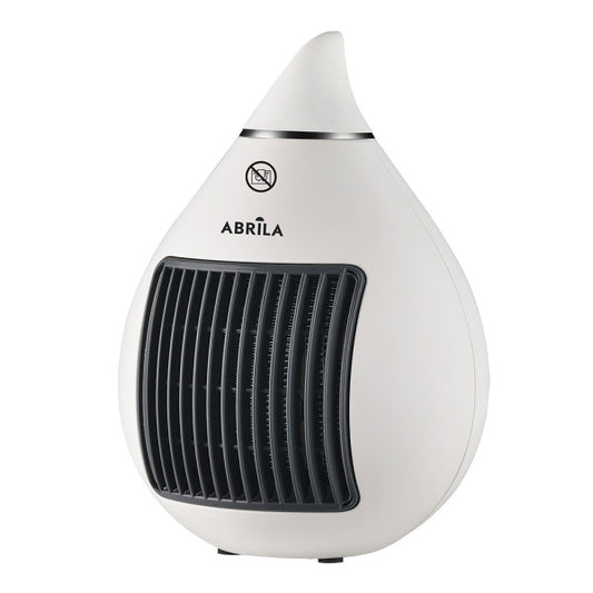 Termoventilador cerámico Abrila 1500W modelo AI2 en blanco y cromo, calefactor portátil doméstico para interiores con tecnología cerámica eficiente y diseño moderno.