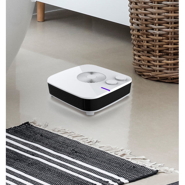 Termoventilador eléctrico Estilo 2000W blanco de Abrila, calefactor portátil para calefacción doméstica interior, modelo 198722001 con diseño moderno y eficiente.