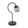 Lámpara sobremesa Noble marrón con cuero, 35x13x20 cm, Abrila 199371002, diseño clásico de metal y cristal para decoración interior