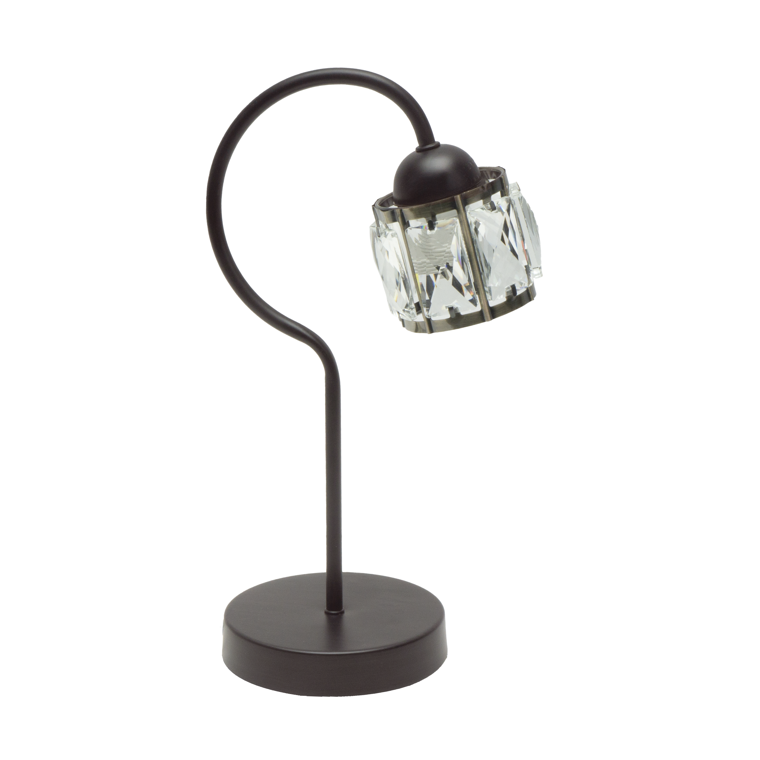 Lámpara de sobremesa Noble marrón y cuero de Abrila, 35x13x20 cm, diseño clásico con metal y cristal para decoración interior.