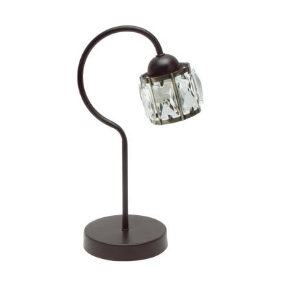 Lámpara de sobremesa Noble marrón y cuero de Abrila, 35x13x20 cm, diseño clásico con metal y cristal para decoración interior.