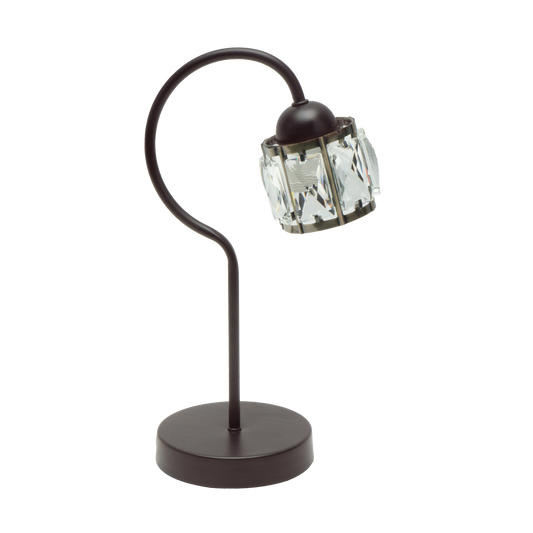 Lámpara de sobremesa Noble marrón y cuero de Abrila, 35x13x20 cm, diseño clásico con metal y cristal para decoración interior.