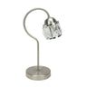 Lámpara sobremesa Noble en níquel y cromo de Abrila, diseño clásico de metal y cristal para decoración interior, iluminación ambiental doméstica, 35x13x20 cm