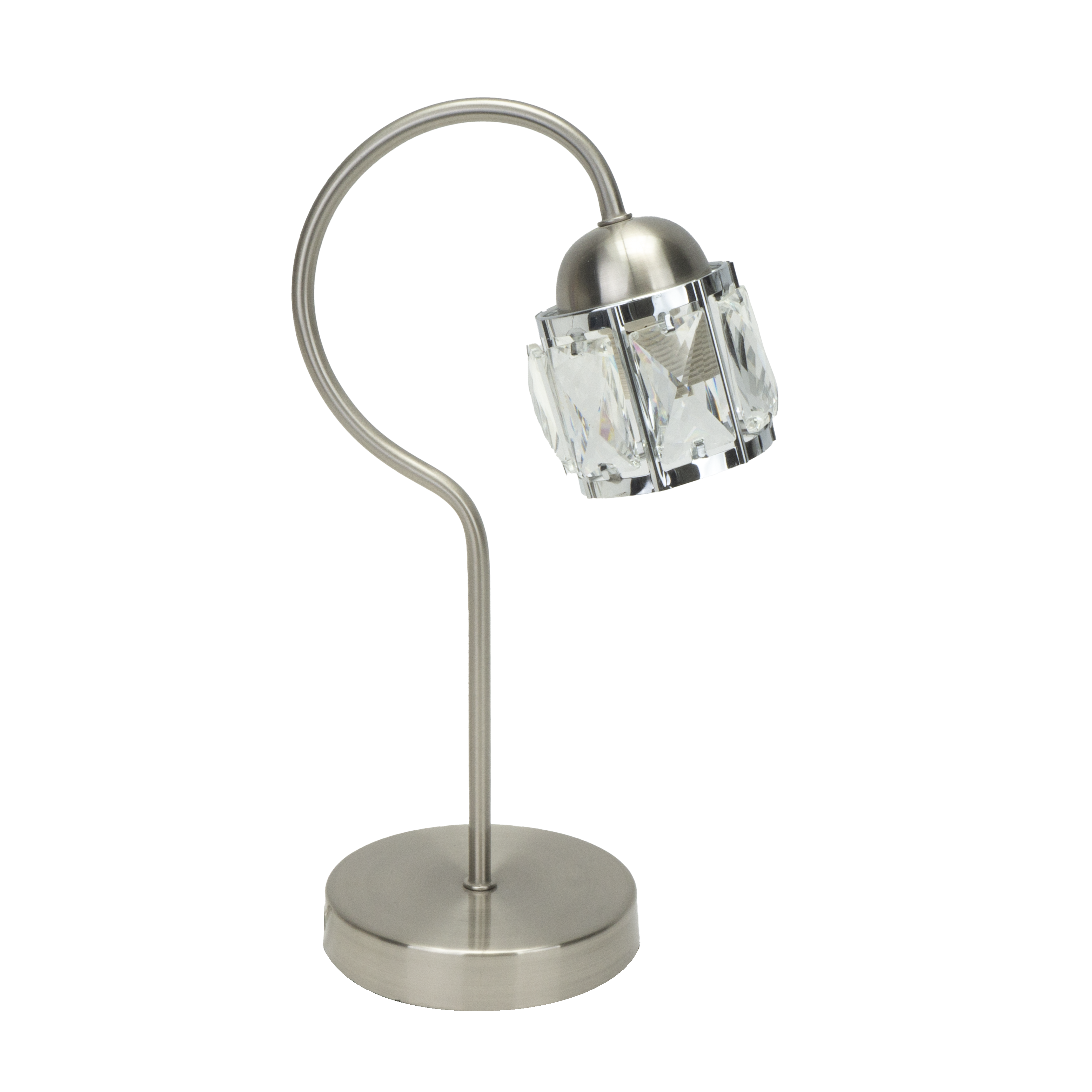 Lámpara de sobremesa Noble en níquel y cromo, modelo Abrila 199371003, dimensiones 35x13x20 cm, diseño clásico de metal y cristal para decoración e iluminación ambiental en interiores domésticos