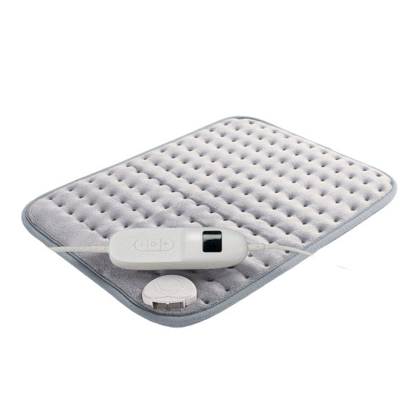 Almohadilla eléctrica Moraleja de Abrila en vellón gris suave, 100W de potencia para calefacción textil interior doméstica, modelo lavable y térmico AI2, ideal para alivio muscular y relajación diaria.