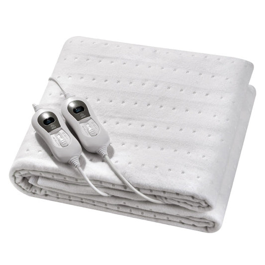 Calientacamas eléctrico Bienestar Duo blanco de Abrila, modelo 160x140 cm con tecnología AI2 para ahorro de energía, manta térmica textil lavable y doméstica para calefacción interior cómoda.