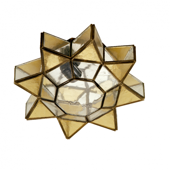 Plafón rústico Ambarina de cuero y ámbar de Fabrilamp, ideal para iluminación interior y decoración artesanal.