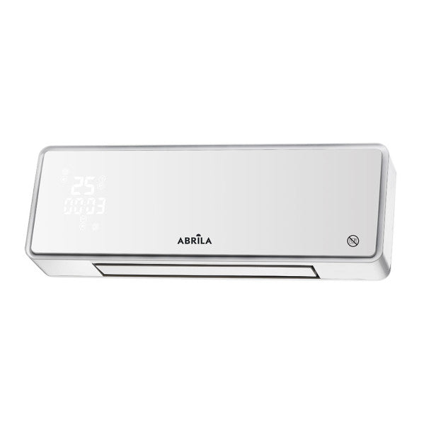 Calefactor split cerámico Abrila AI2 2000W blanco para calefacción de invierno, ideal para baños y uso doméstico con tecnología PTC y temporizador.