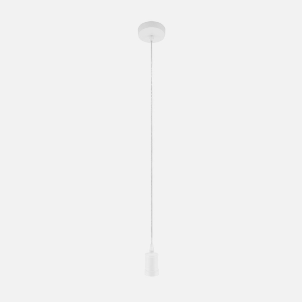 Alt text: Accesorio colgante Puja Blanco 1xE27 de Abrila (modelo 201191C01), lámpara de iluminación interior en metal blanco para decoración doméstica con casquillo E27.