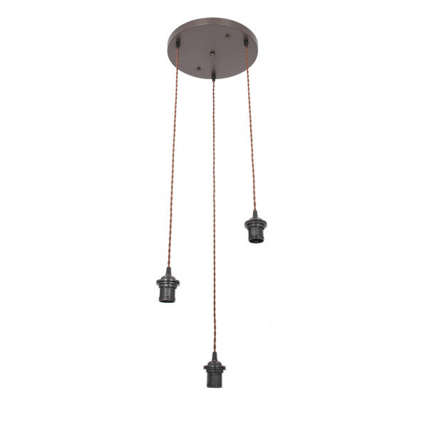 Armazón plafón Nia 3xE27 en color marrón de Abrila, diseño cuadrado 30x30 cm en metal para lámparas colgantes personalizables de interior, iluminación doméstica y decoración moderna.