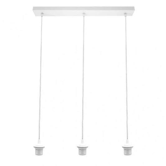 Armazón regleta NIA 3xE27 blanca de Abrila modelo 201293R01, accesorio colgante de metal para iluminación interior doméstica, portalámparas E27 en blanco para decoración del hogar.