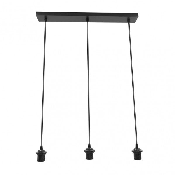 Armazón Regleta NIA 3xE27 Negro de Abrila, accesorio de iluminación colgante en metal para interior doméstico y decoración, modelo 201293R09