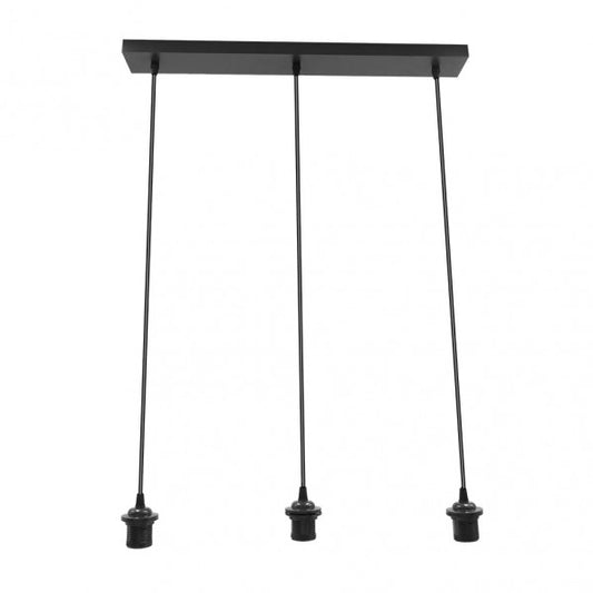 Armazón Regleta NIA 3xE27 Negro de Abrila, accesorio de iluminación colgante en metal para interior doméstico y decoración, modelo 201293R09