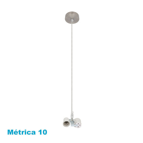 Armazón colgante de cara en níquel mate M10 con 2 casquillos E27, modelo Ai2 de Abrila (201392003), accesorio de iluminación interior en metal para decoración doméstica.