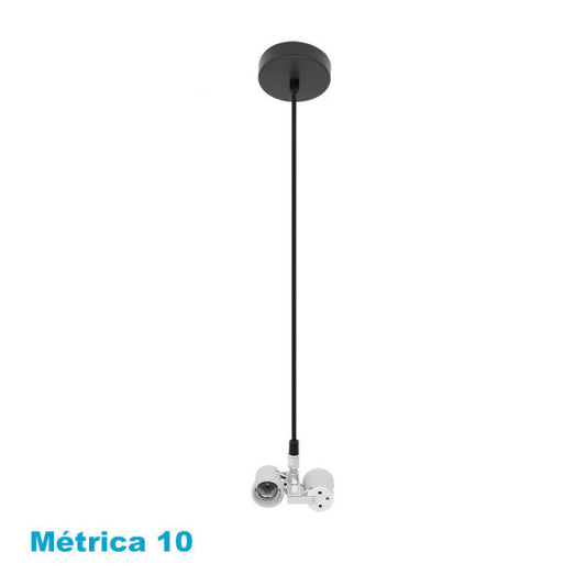 Armazón colgante de lámpara Cara en negro de Abrila, modelo 201392009 con 2 casquillos E27, ideal para iluminación interior doméstica y decoración moderna en metal negro.