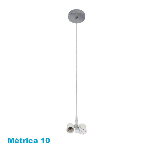 Armazón colgante de lámpara en cromo con diseño Cara 2xE27, modelo M10 de Abrila (201392020), accesorio de iluminación interior en metal para decoración doméstica.