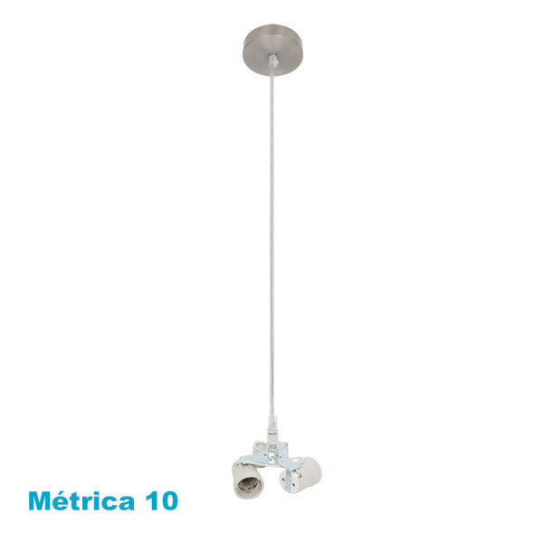 Armazón colgante de cara con 3 casquillos E27 en níquel M10, modelo Abrila 201393003, ideal para accesorios de iluminación interior y decoración doméstica en metal.