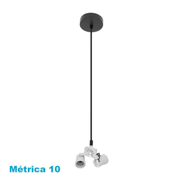 Armazón colgante negro Cara de Abrila con 3 bases E27, modelo 201393009, accesorio de iluminación interior en metal para decoración doméstica, estilo AI2, compatible con bombillas E27, diseño colgante M10.