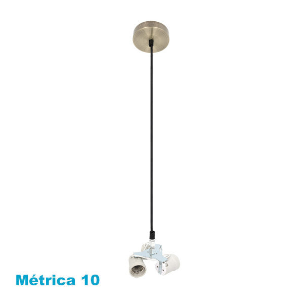 Armazón colgante de iluminación interior Abrila modelo Cara 3xE27 en cuero y metal con pantallas M10, accesorio decorativo doméstico para estilo AI2