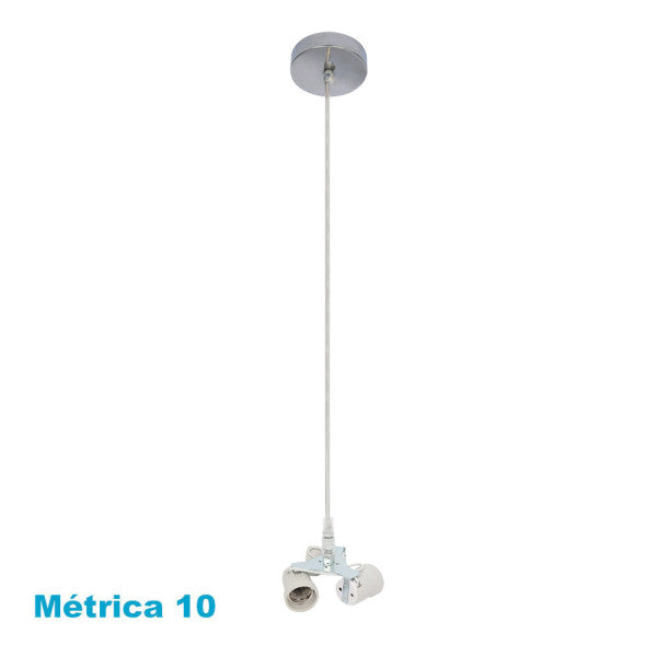 Armazón colgante de iluminación interior Abrila modelo Cara en acabado cromo, compatible con 3 bombillas E27 y pantallas M10, ideal para decoración doméstica en metal AI2. Referencia 201393020.
