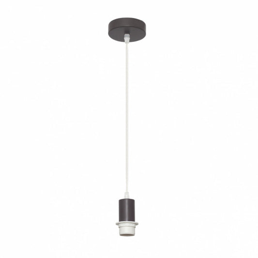 Armazón colgante para pantalla de luz en color marrón, modelo Cara de Abrila con 1 casquillo E27, ideal para accesorios de iluminación doméstica e interiores en metal, referencia 20139PA02