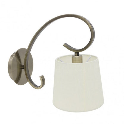 Aplique de pared clásico Bogotá en cuero beige, modelo Abrila AI2 (201561014), dimensiones 25x15x28 cm, diseño vintage de metal y textil para iluminación interior doméstica