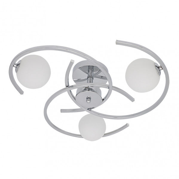 Plafon Conil 3xG9 en acabado cromo de Abrila, modelo 201883020 con dimensiones 16x51x51 cm, lámpara de techo moderna para interior con cristal y metal, iluminación LED doméstica ideal para espacios contemporáneos.