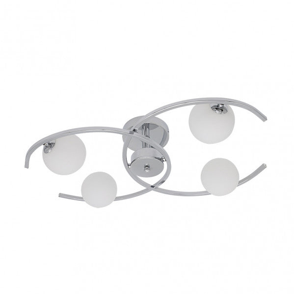 Plafon Conil 4xG9 cromo de Abrila, diseño moderno en metal y cristal para iluminación interior doméstica, luz difusa en techo con bombillas G9, dimensiones 16x58x37 cm, modelo 201884020 para lámparas de techo contemporáneas.